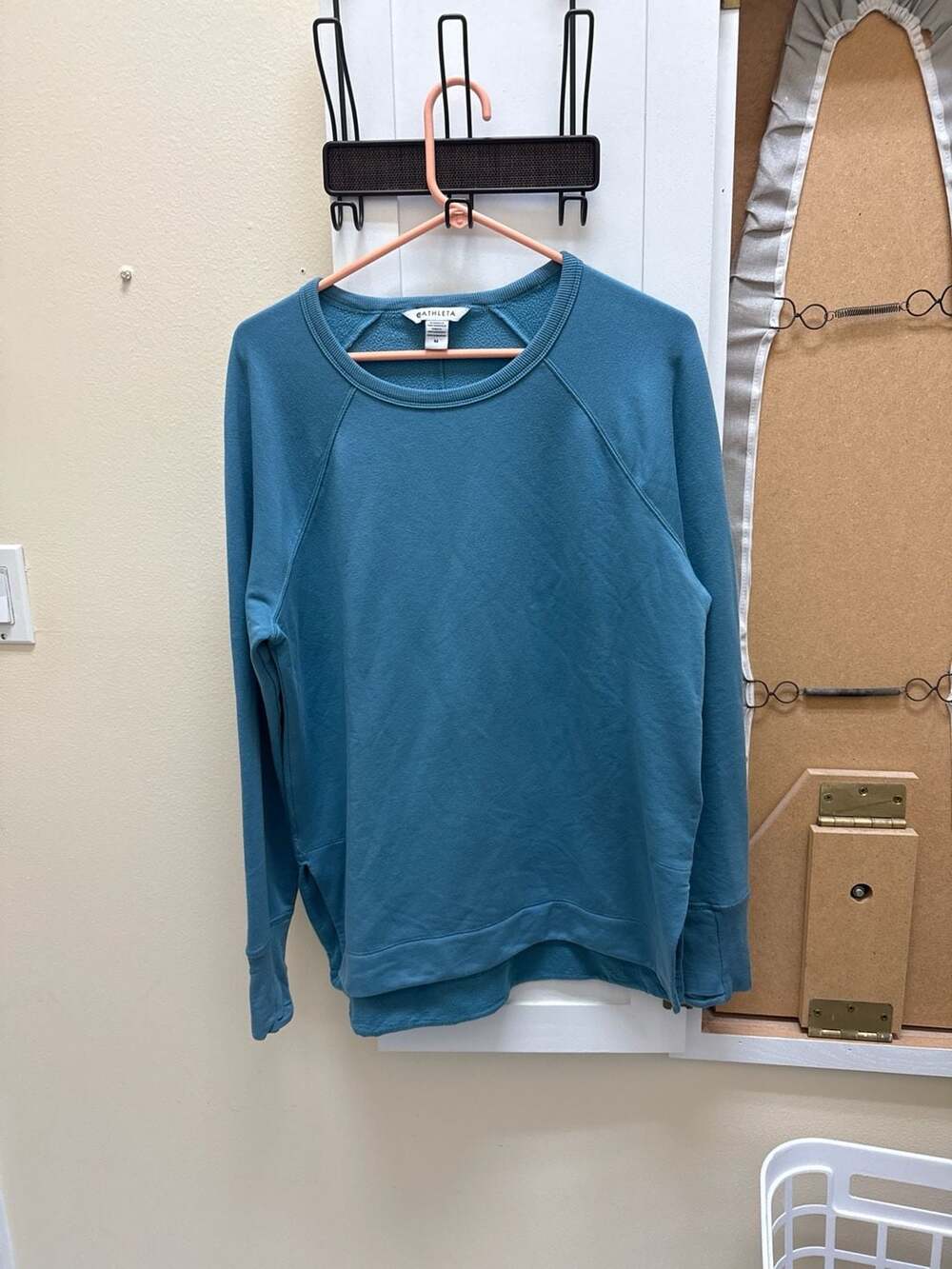 Athleta Cozy Karma Asymmetric Sweatshirt in Blue Teal